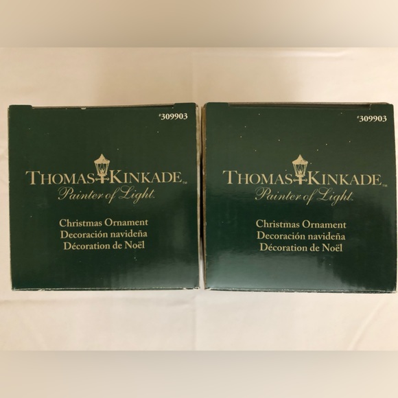 THOMAS KINKADE 2pc Church Ornament Set in Box by Kurt Adler ~ NEW - Picture 4 of 6